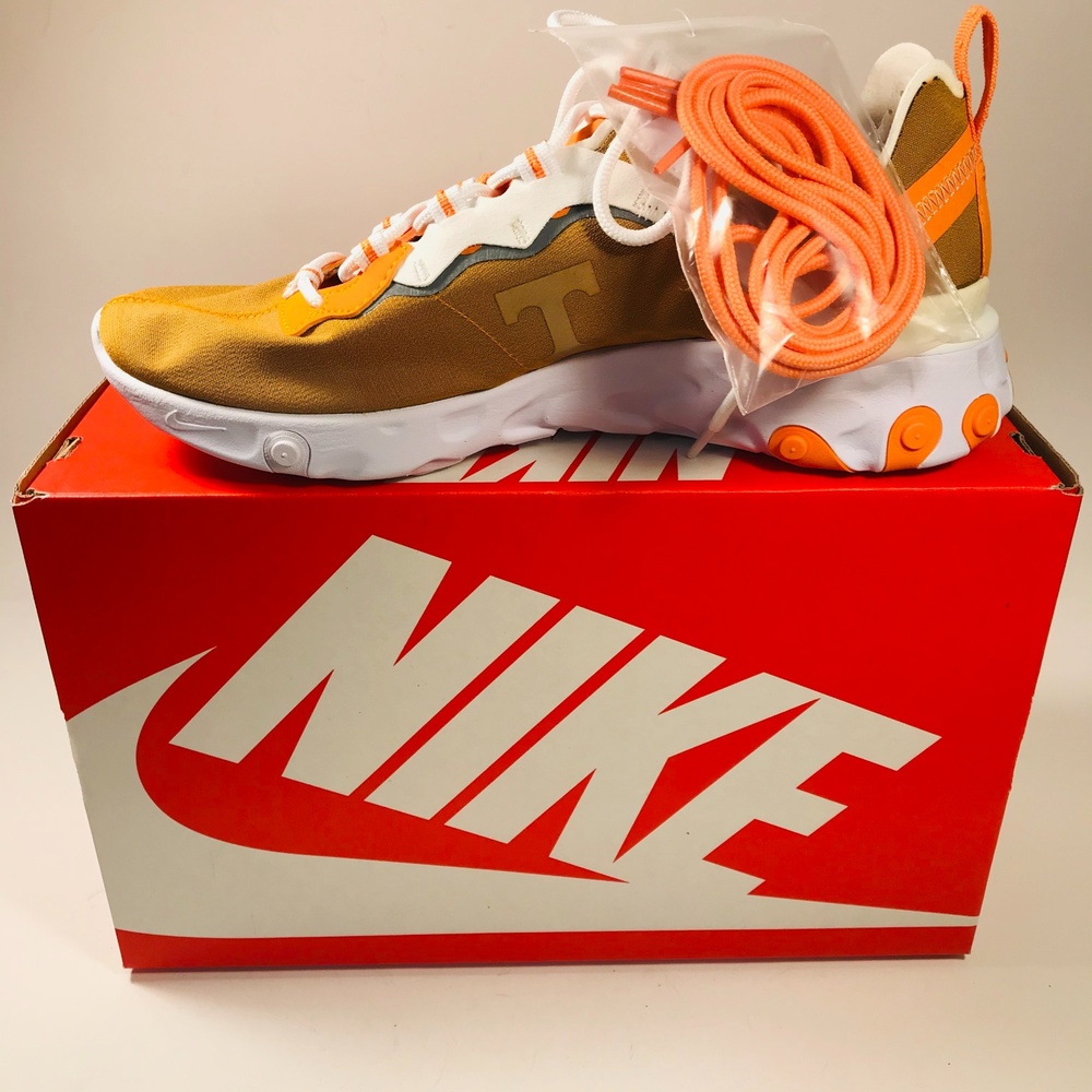 Nike React Element 55 Unisex M 9.5 W 11 Tennessee Volunteers Sneakers Orange
